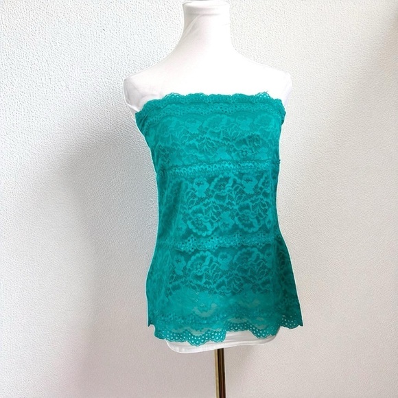 le chateau Tops - Y2K Le Chateau Teal Lace Tube Top Strapless Clubwear Party Festival Fairycore L